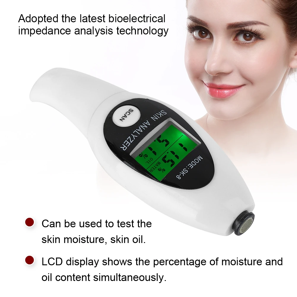 2 Colors Digital LCD Display Skin Sensor Tester Moisture Water Oil Analyzer Face Care Tools 1 | Красота и здоровье