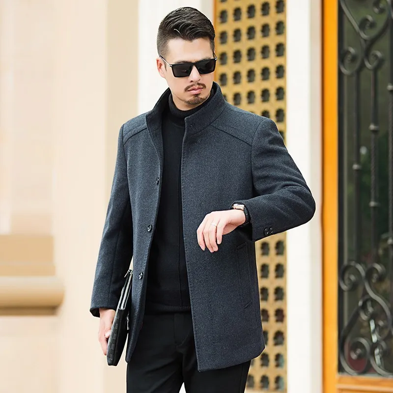 winter 2018 Spring Casual Sleeve Woolen mens for men overcoat wool trench Coat Men's Color Long plus size 8XL 6XL 5XL 4XL male | Мужская