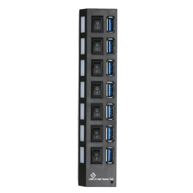Высокое качество 7 портов USB 3 0 концентратор 5 Гбит/с питания вкл/выкл адаптер