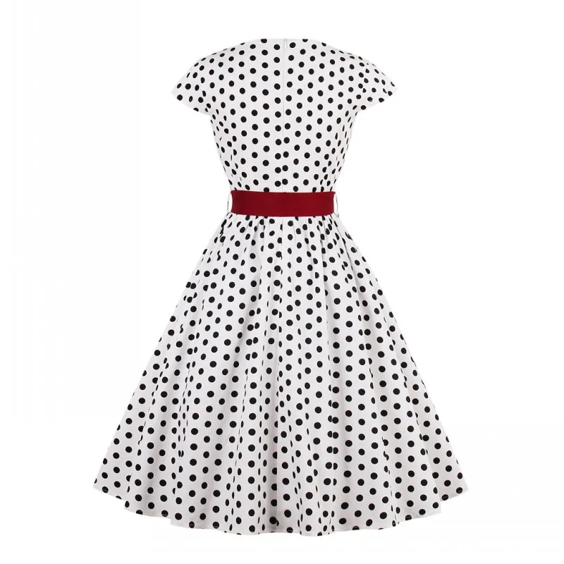 Plus Size Summer Dress Women Vintage Vestidos Polka Dot VestidoDress 50s 60s Ladies Retro Elegant Short Dresses 4XL | Женская одежда