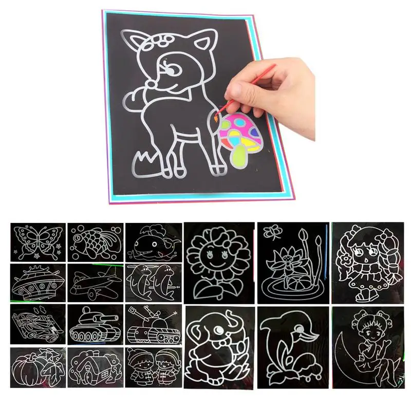 Мультфильм нарисованная картина A4 Большой DIY Начальная школа студентов царапин