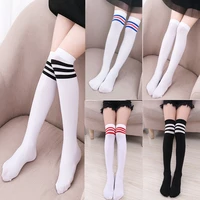 fashion thigh high over knee high socks for girls womens students striped cotton long stockings black white striped sailor socks