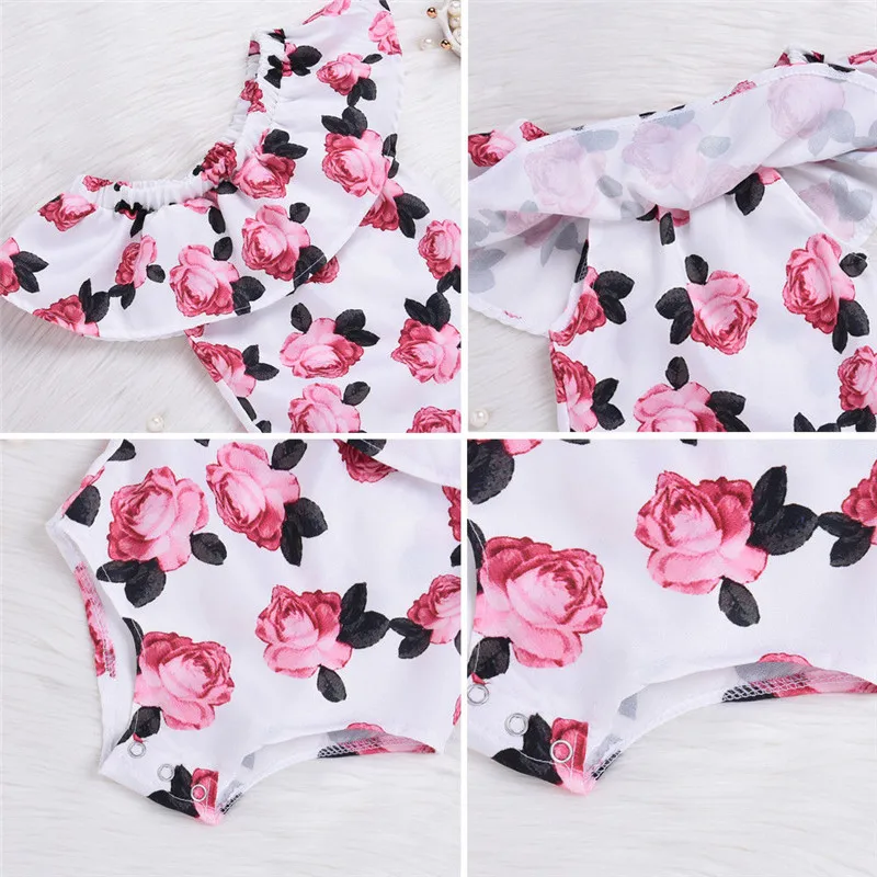 Комбинезон с открытыми плечами для новорожденных и маленьких девочек боди