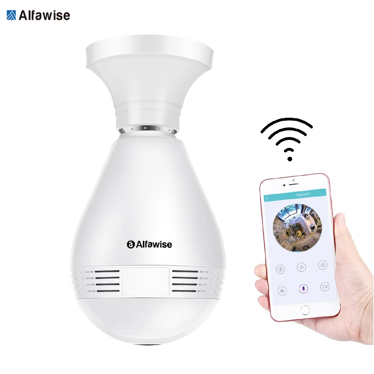 Alfawise 360 градусов беспроводная WiFi ip камера светодиодный лампочка домашняя система