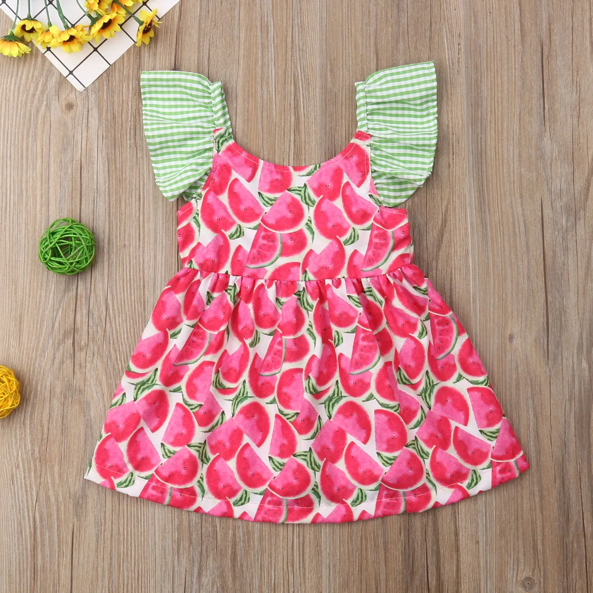 Toddler Kid Baby Girl Lovely Summer Dress Ruffles Sleeve Watermelon Print Princess Party Dresses 1-4Y | Детская одежда и обувь