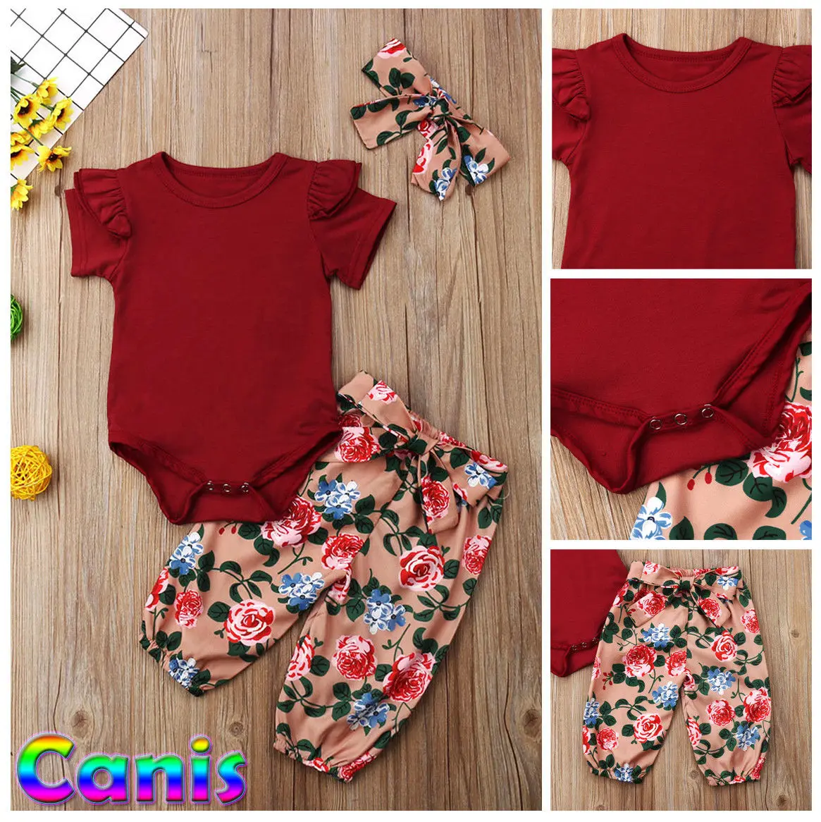 

Pudcoco Girl Set Newborn Baby Girls' Romper Tops Floral Pants Outfits Set Clothes 0-18M