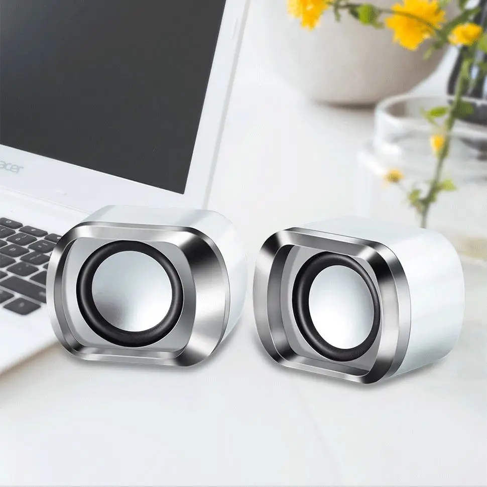 Проводной стерео мини-динамик USB 2 0 для ноутбука ПК MP3 MP4 3 5 мм AUX в белом цвете |