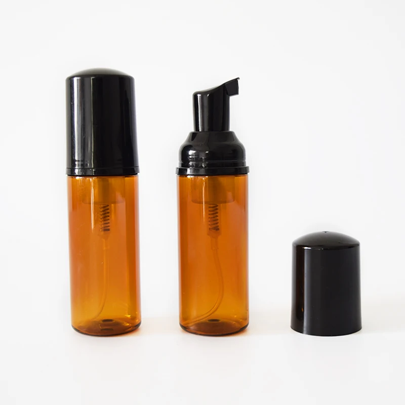 

30pcs 50ml Amber liquid Soap Dispenser Cosmetic facial Foamer pump Refillable Bottles Foaming Pump empty bottle black cover