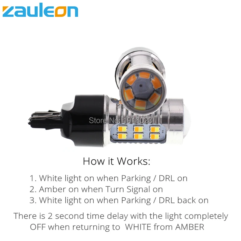 Zauleon 2pcs New Dual chips Color 7443 Switchback LED Bulb for Driving Light Turn Signal Lamp | Автомобили и мотоциклы