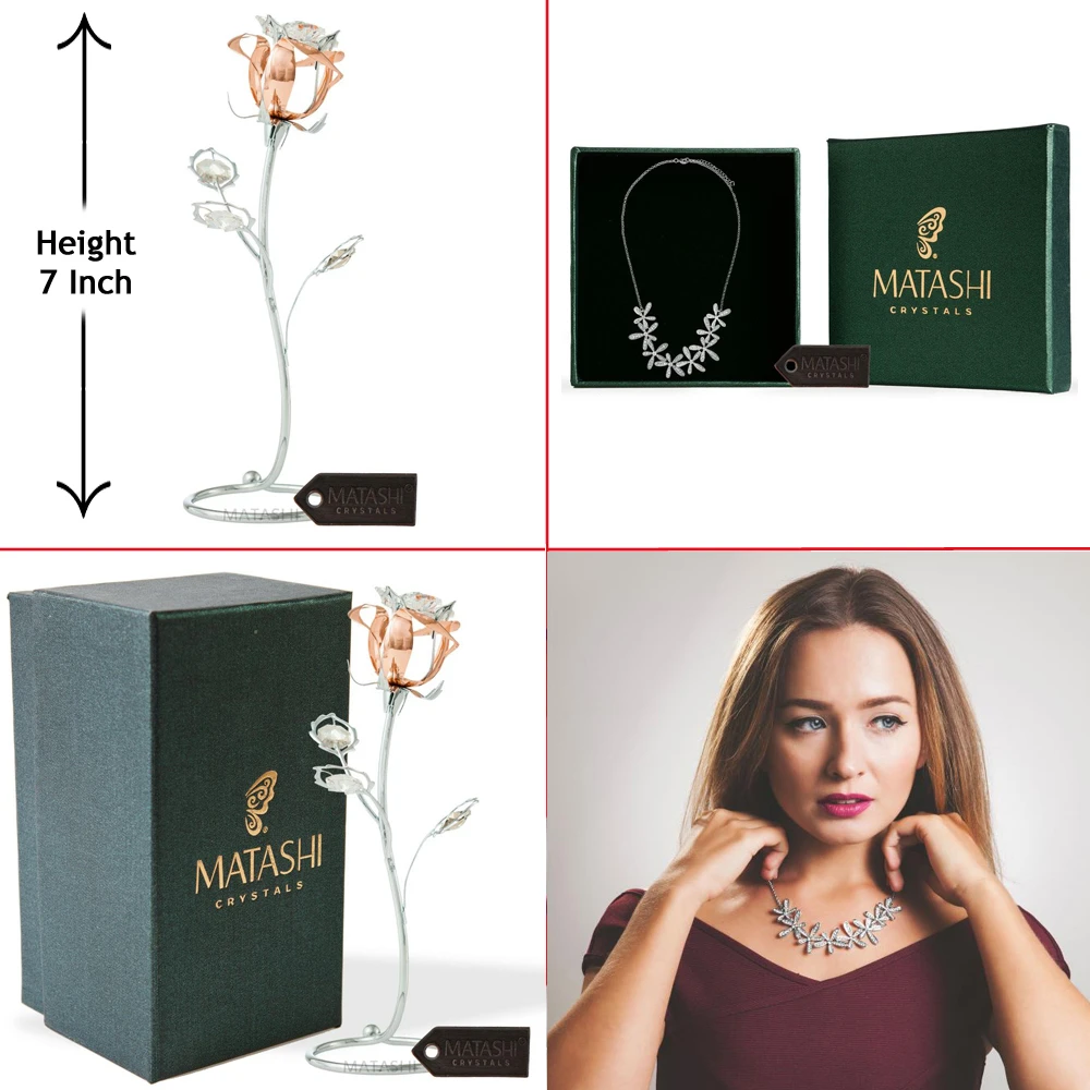 Хромированный и позолоченный розовый цветок украшение для стола ожерелье с