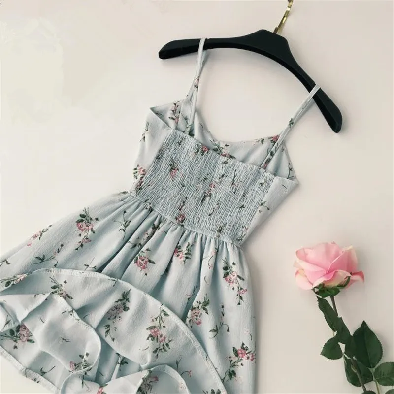 Летнее пляжное платье с цветочным принтом Vestidos эластичные платья высокой талией