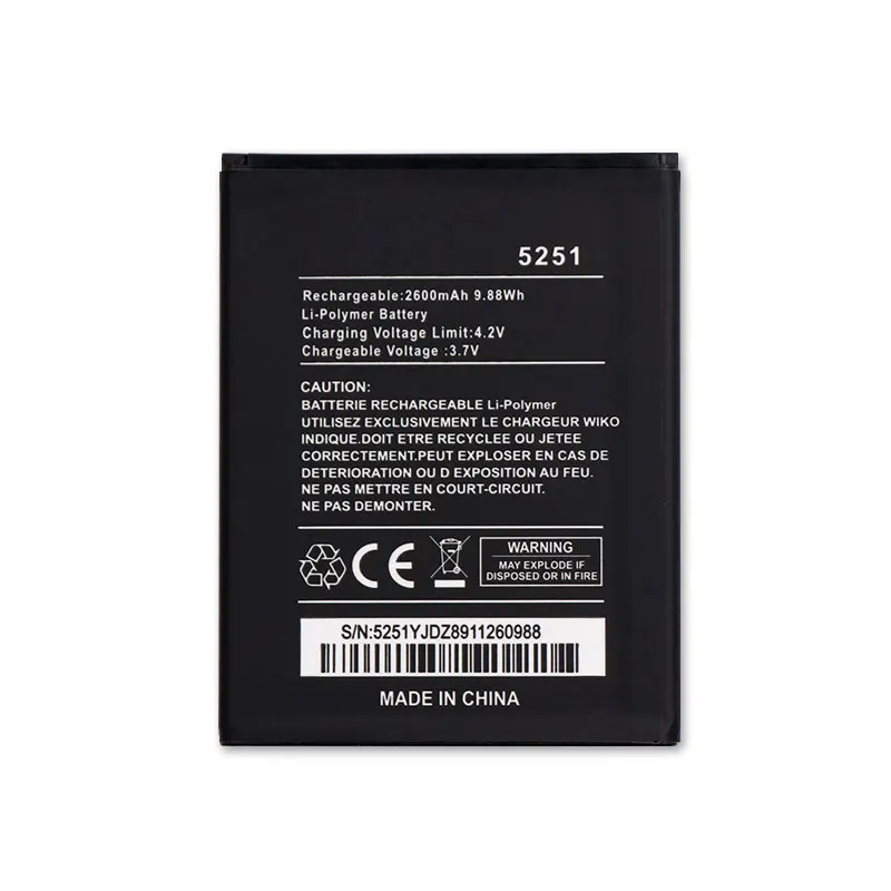 Кожаный чехол-бумажник для Wiko 5251 Батарея 2600mAh батарея мА/ч. Аккумулятор Batterij