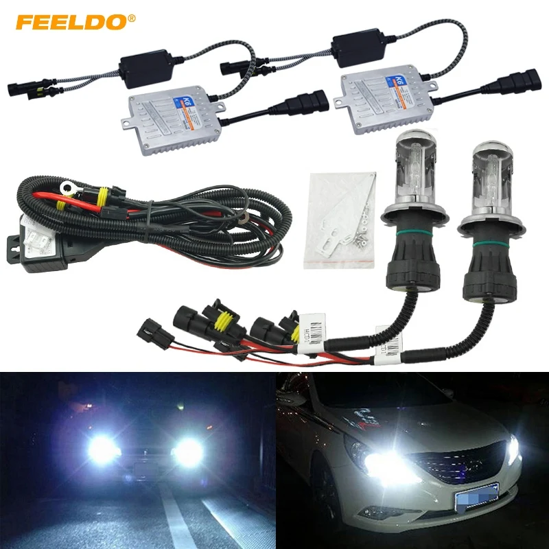 FEELDO 1 комплект автомобильных фар AC 12V 55W H4 HID ксеноновая лампа Hi/Lo луч Биксеноновая
