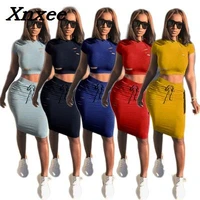 two pieces summer sets elegant fashion casual vintage sexy cotton hole topsmini skirt sweatsuits womens costume xnxee