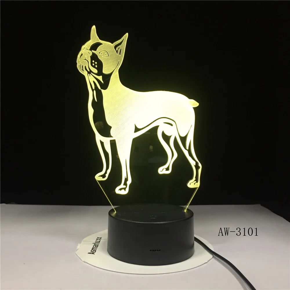 3D Светодиодная лампа для собак бульдог Пудель Джек Рассел терьер Ротвейлер Afghan