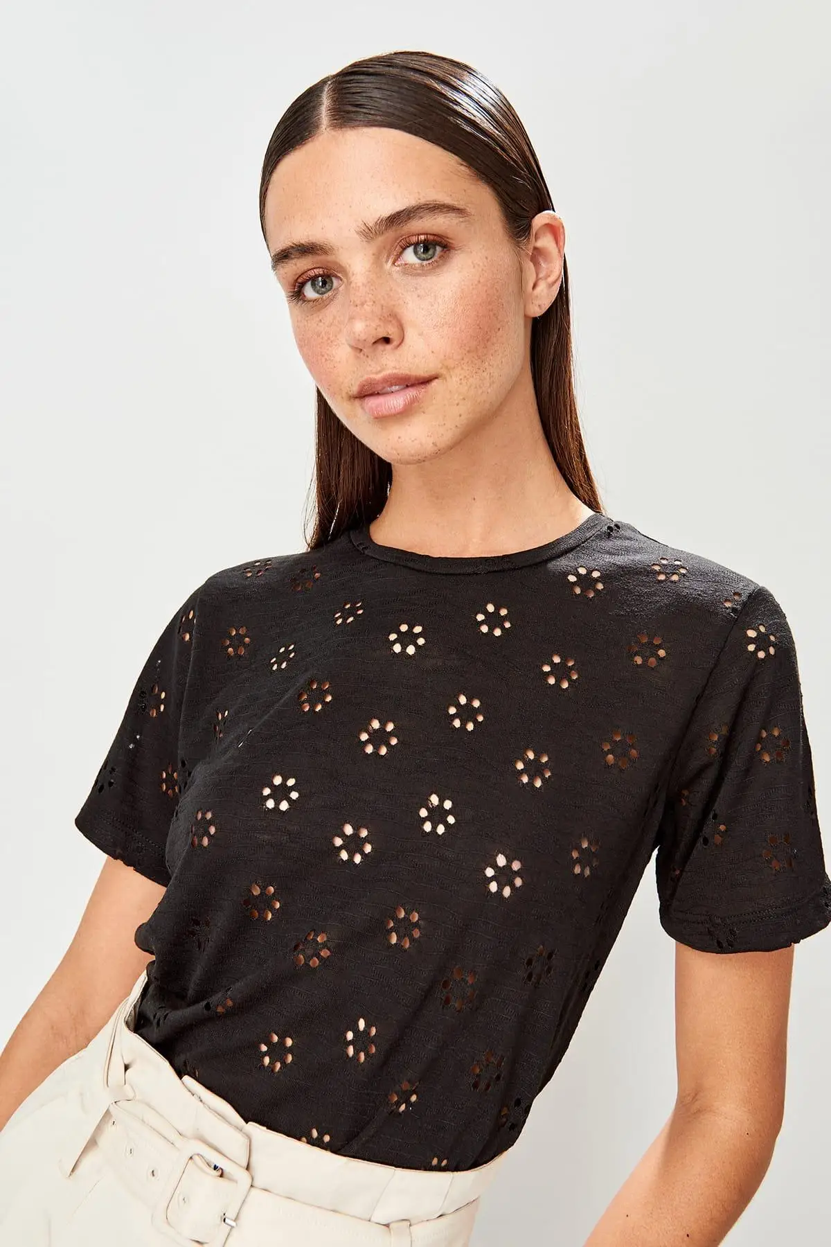 Trendyol черная трикотажная блузка TWOSS19OS0124|Блузки| |