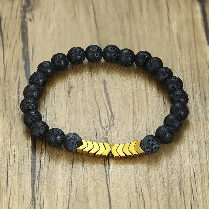 Vnox повседневные браслеты из лавового камня для женщин и мужчин гематит стрела