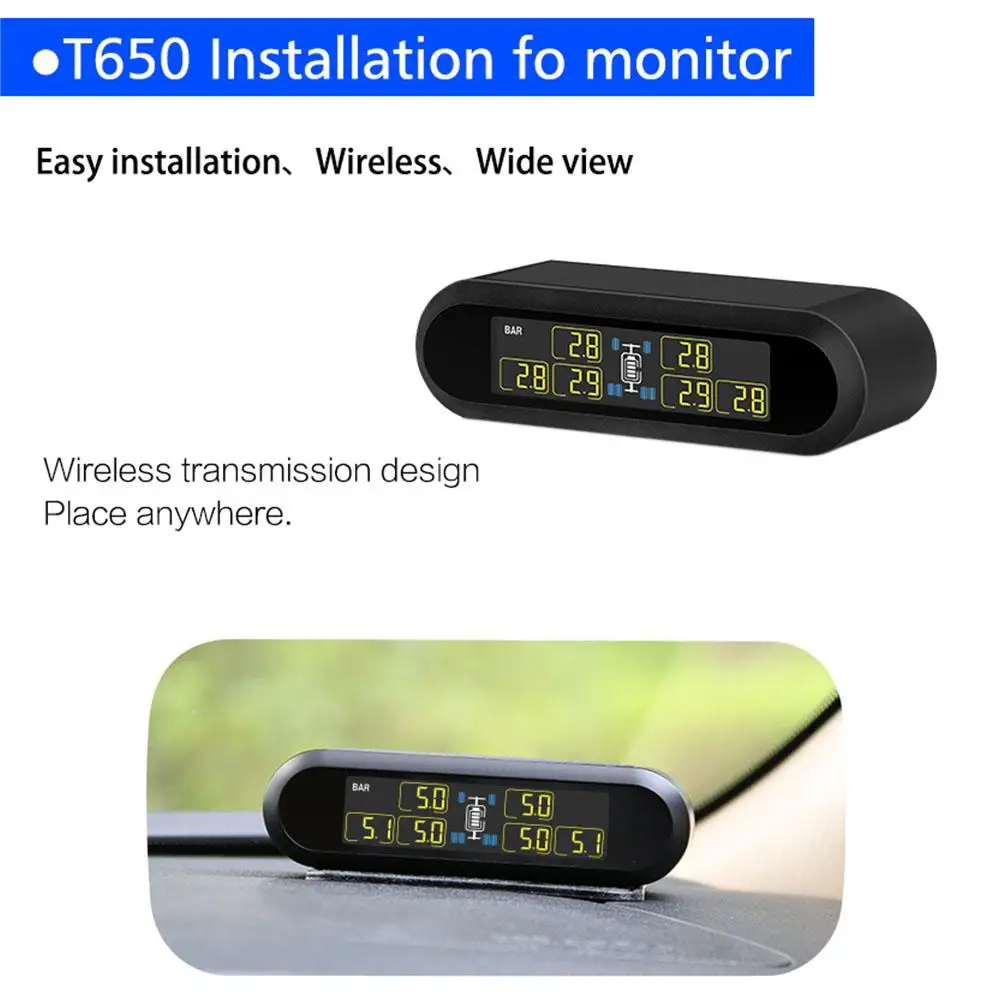 Универсальный ЖК монитор давления в шинах TPMS USB система сигнализации 6 внешних