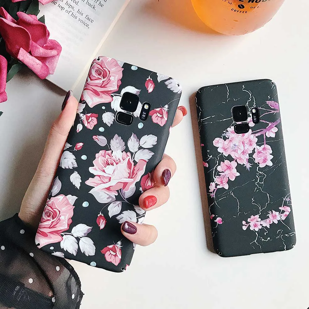 Чехол KISSCASE с цветочным узором для Samsung Galaxy Note 8 9 S8 S9 гладкий матовый Жесткий ПК