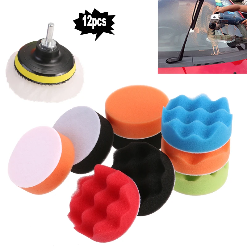 12pcs 6inch / 7inch Auto Car Polishing Waxing Buffing Pads Set For Furniture Handicraft Glass Ceramics + M14 Drill Adapter | Автомобили и