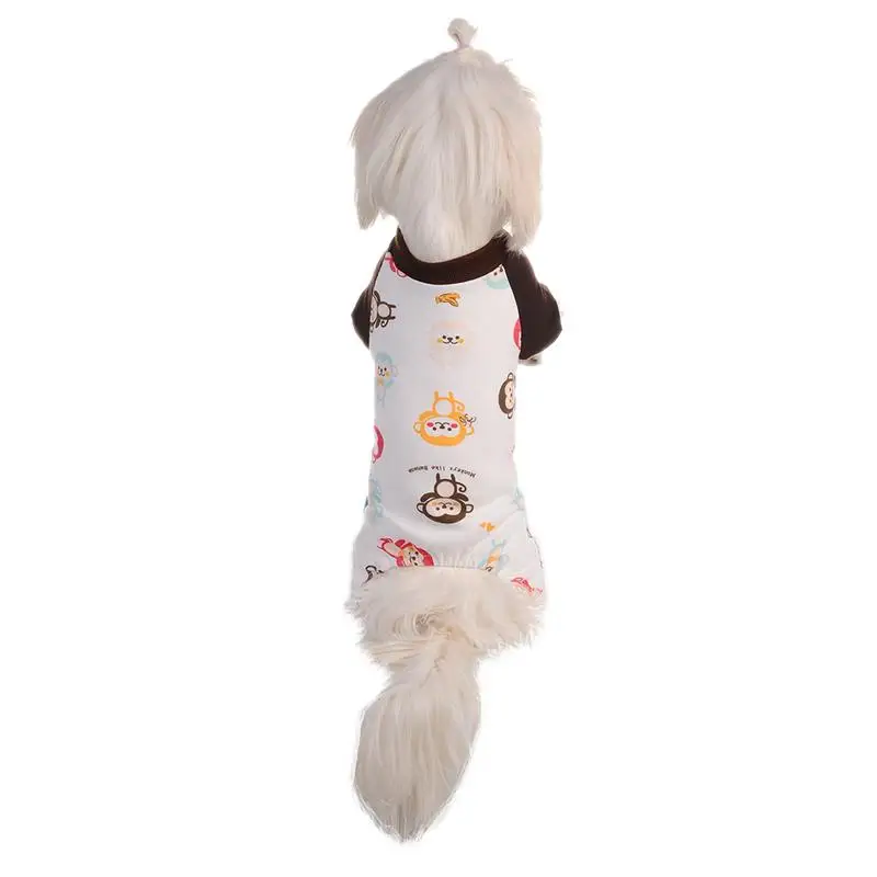 Dog Pajamas Adorable Monkey Printed Pet Clothes Small Jumpsuit Coat For Dogs Super Soft Warm Puppy Costumes | Дом и сад