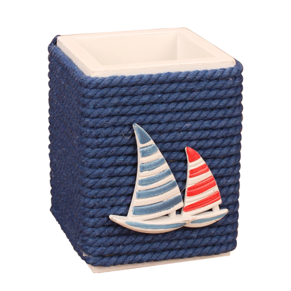 Sailing Boat Figure Pen Holder Solid Wood Twine pen Pencil Container Brush Pot Tabletop Decoration Storage Desk Organizer Gift | Дом и сад