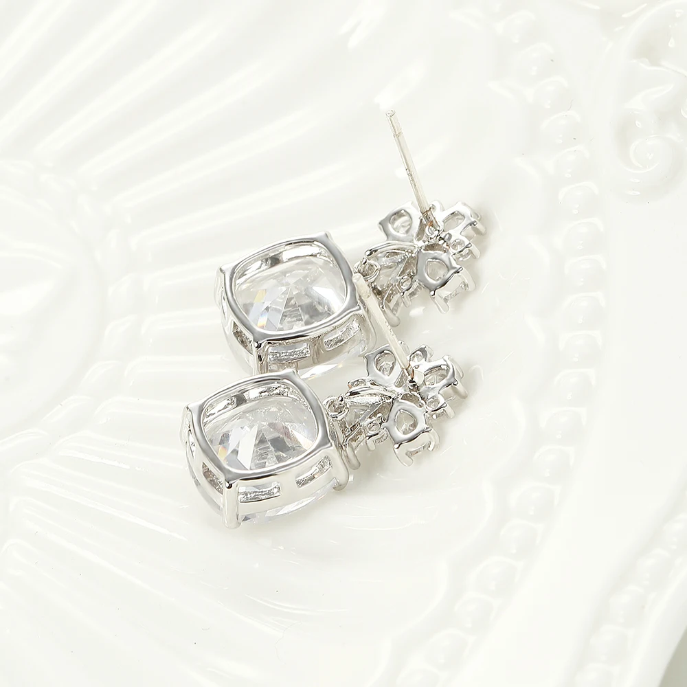 Women Dangle Drop Earrings with Full AAA+ Cubic Zirconia Zircon Flower Shape Light High Quality New Jewelry | Украшения и