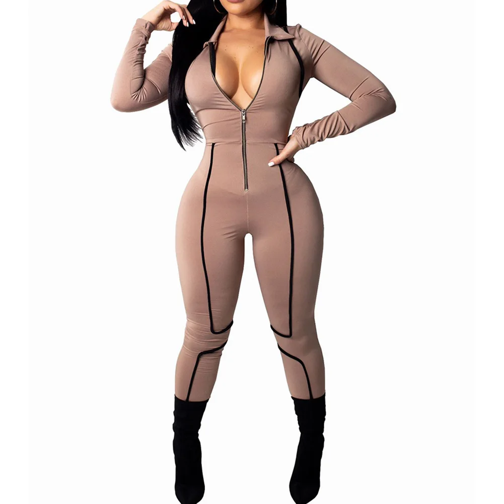 2018 Long Jumpsuit Sexy Women Playsuit Tights Autumn Rompers Womens Bodysuit Deep V Neck Female Overalls | Женская одежда