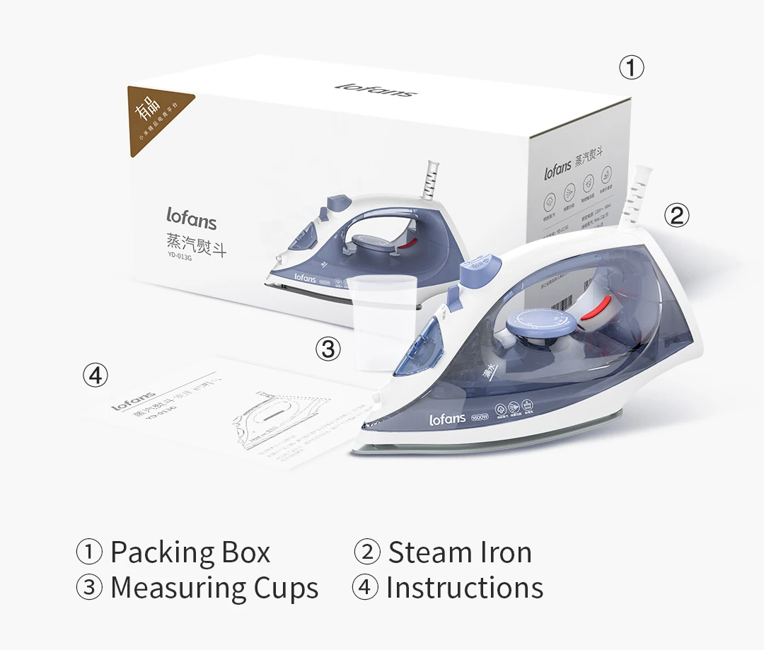 

Lofans YD-013G 1600W High Power Electric Steam Iron 18g/min Strong Steam Multifunction Dry and wet Garment Steamers