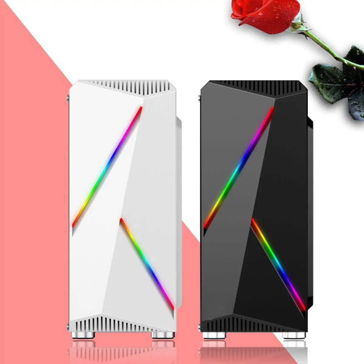 Чехол для компьютера S SKYEE Transparente игровая башня ATX Audio с 2 RGB полосками меняющими