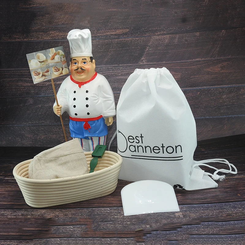 Лучшая Овальная корзина banneton 10 дюймов для хлеба + лезвия льняная Бриллиантовая