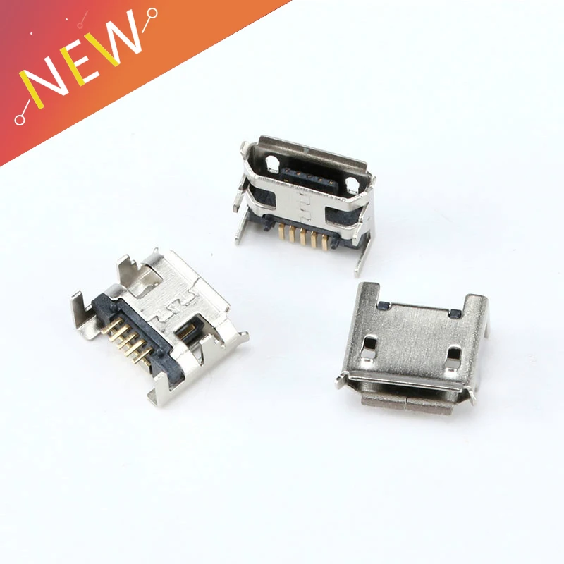 20 шт. Micro USB Тип B 5 контактный гнездовой разъем SMD 4 ножки 90 градусов для стола
