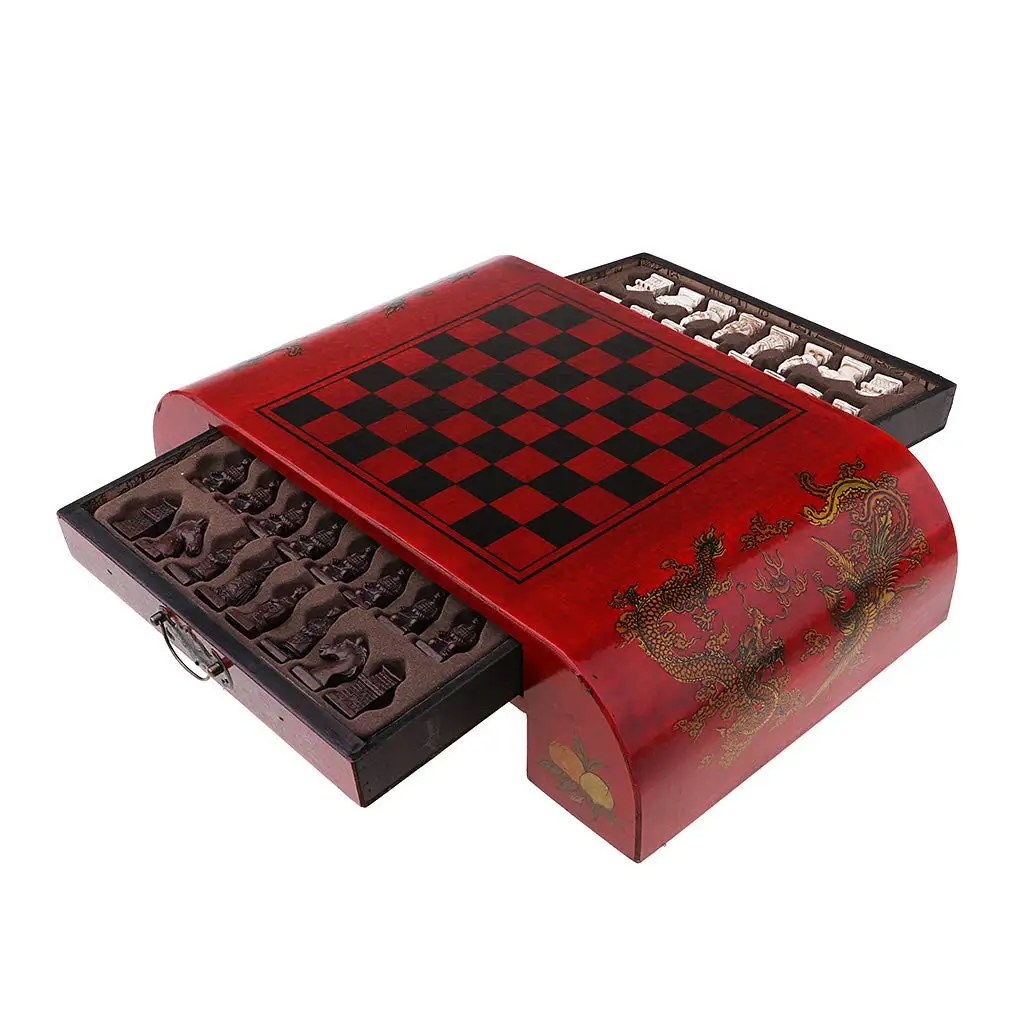 Деревянный Шахматный набор с 32 шт терракотовый воин Chessman стратегическая игра