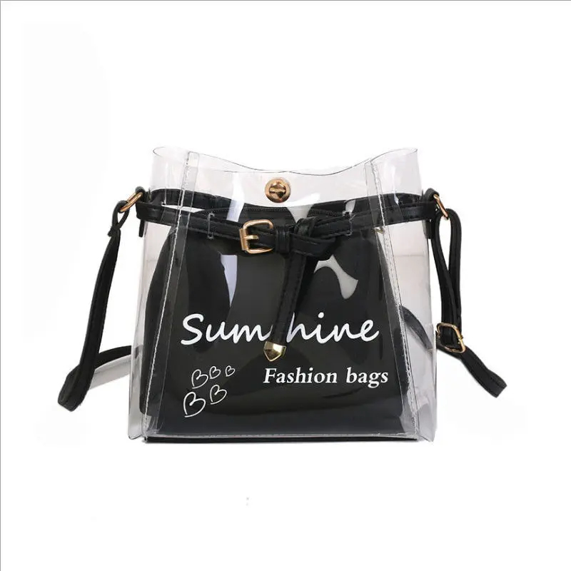 

New Fashion Women 2 Pcs PVC Messenger Cross Body Handbag Ladies Leather Hobo Bag Shoulder Bag Purse