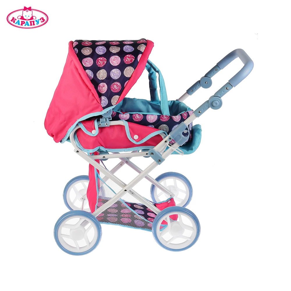 Коляска КАРАПУЗ металлическая колёса 4*14 см ремень корзина переноска