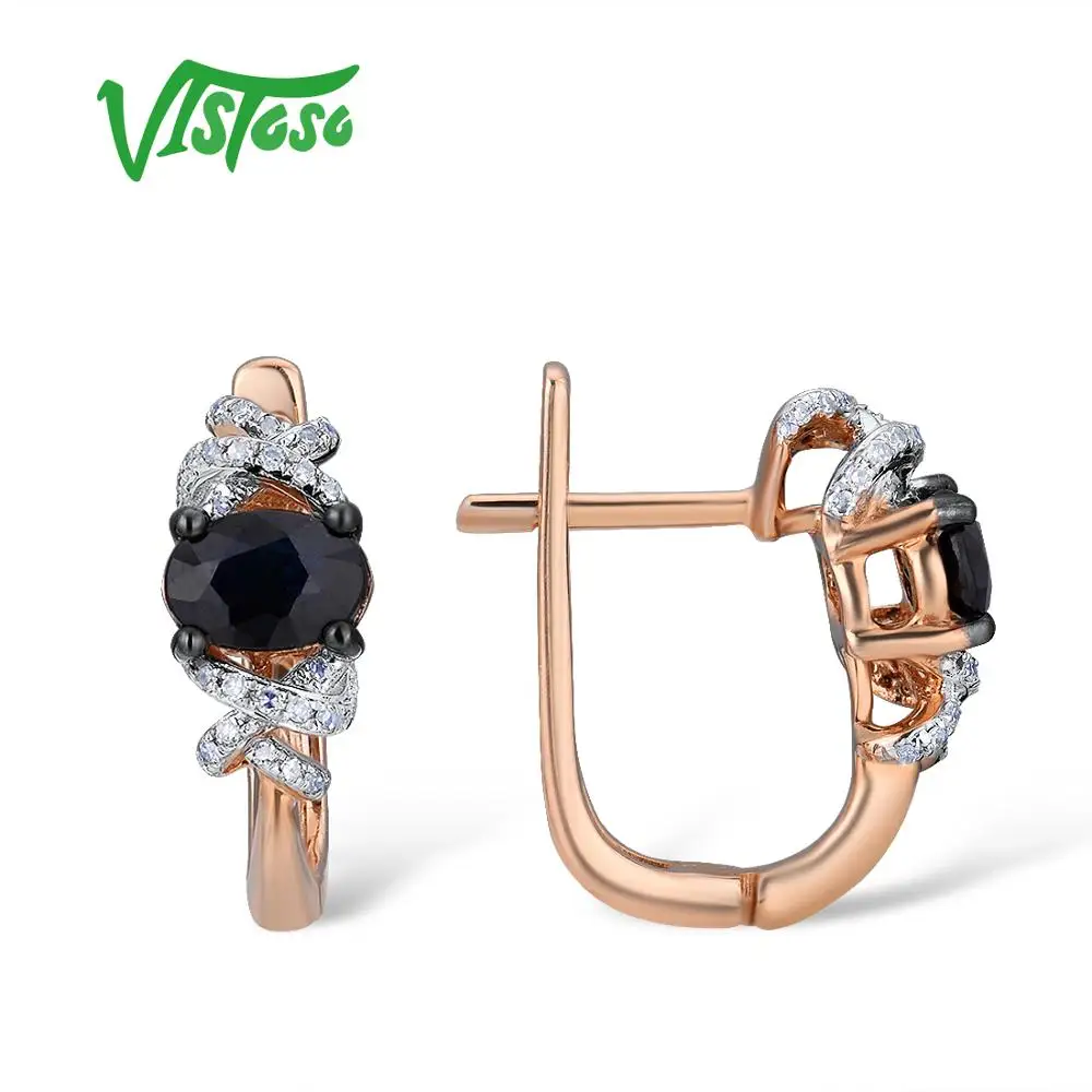 VISTOSO Подлинная 14 K 585 серьги из розового золота для женщин сверкающий синий