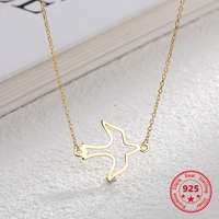 delicate wholesale japan korea style 925 sterling silver fashion cute sweet hollow bird pendants necklace women jewelry