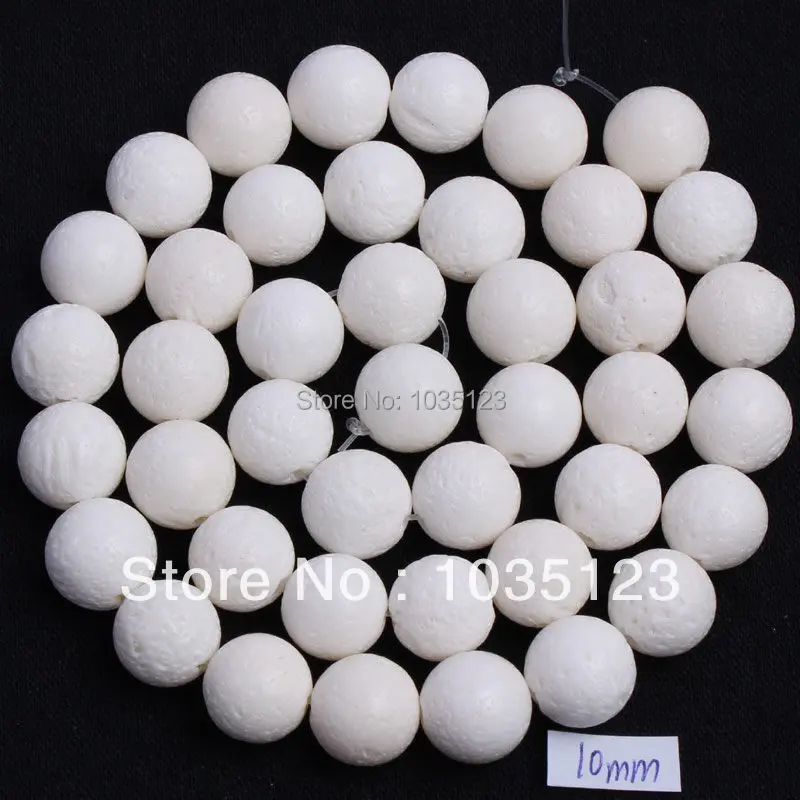 

High Quality 10mm White Sponge Coral Round Shape Gem Loose Beads Strand 15" DIY Creative Jewellery Making w155