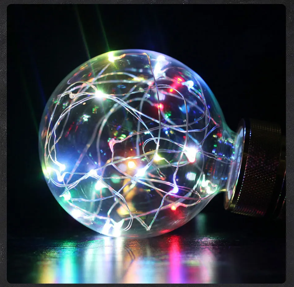 Круглые светодиодные лампы лампочка эдисона RGB мигающий медный провод