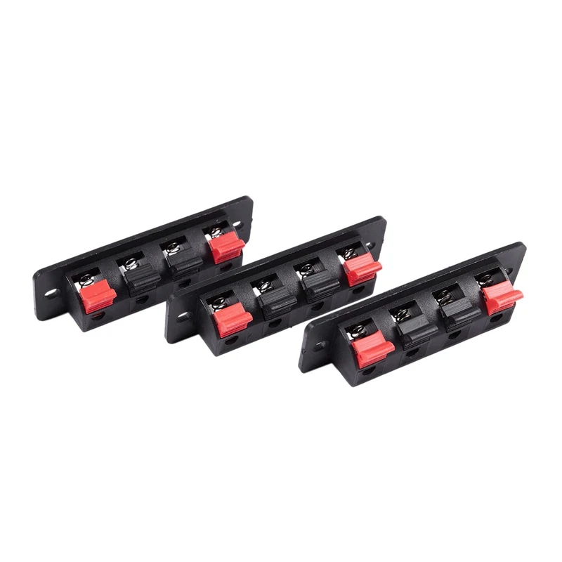 3Pcs 4 pin red and black Spring Pressure Audio Connector Board Terminal | Электроника