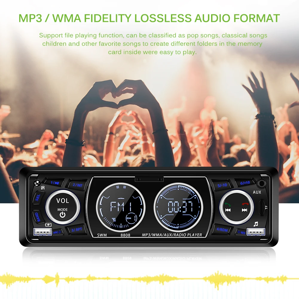 Автомобильный MP3 плеер Onever 1 Din с двойным жк дисплеем FM радио Bluetooth автомобильный
