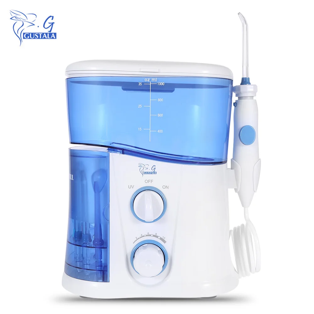 Gustala Professional Dental Oral Irrigator Flosser Water Jet Care Teeth Cleaner 7 Tips 600ml High-Volume | Красота и здоровье