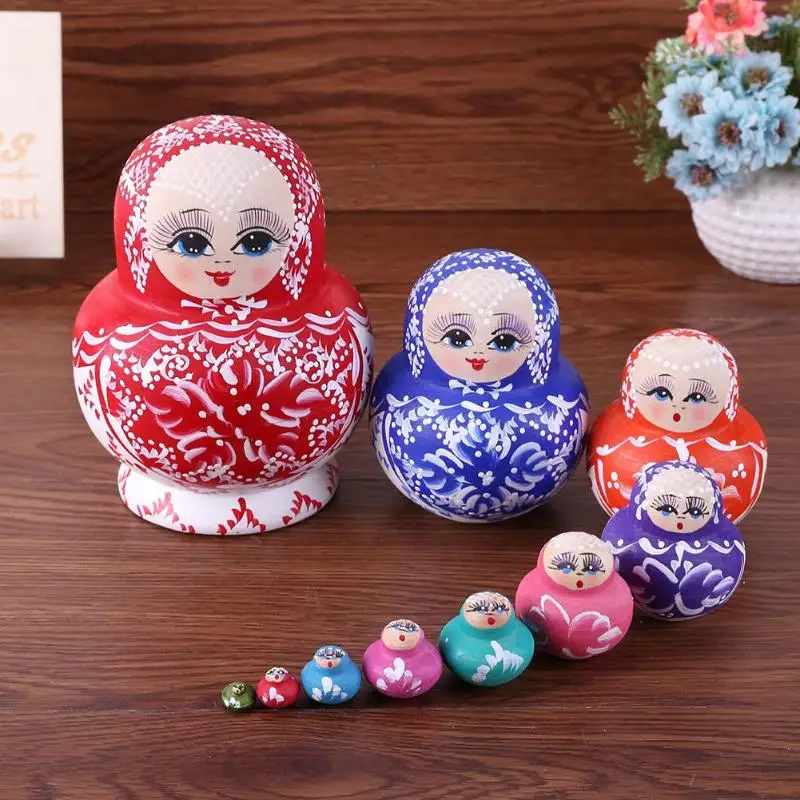 10 шт. Новинка дерево Русская Матрешка набор нарисованных игрушек Декор | Игрушки