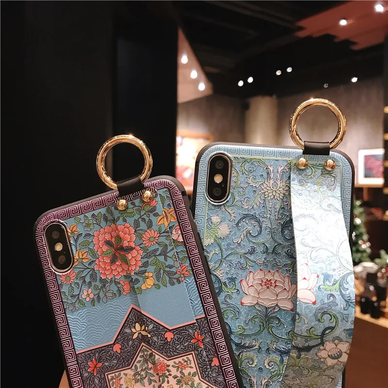 Wrist Band Case For Huawei P30 P20 Pro Lite P10 Plus Nova 4E 4 3I 3E 2S Flower Pattern Soft TPU Back Cover Kickstand Coque |