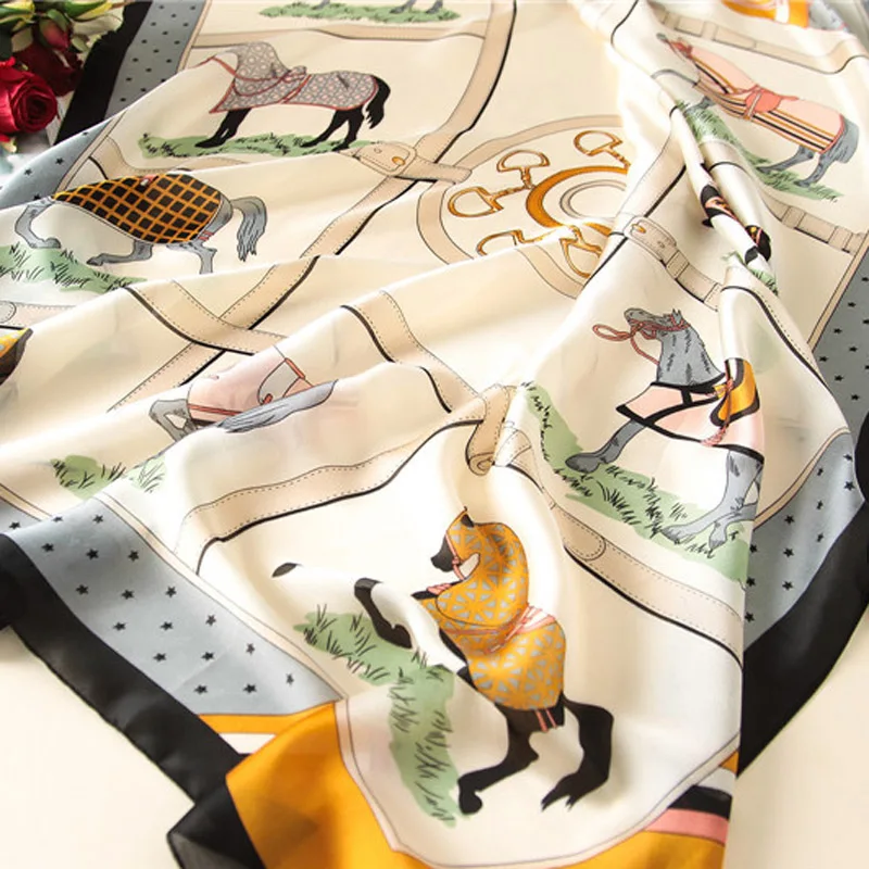2019 luxury summer women head scarf fashion quality soft silk Scarves female shawls Foulard Beach cover-ups wraps bandana | Аксессуары