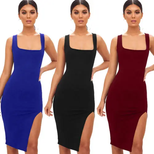 Женский облегающий сарафан без рукавов женская одежда вечернее однотонное мини