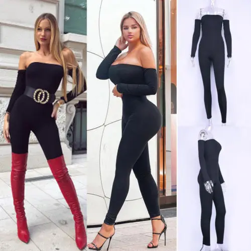Пикантные Для женщин боди без бретелек Bodycon Клубная одежда черный