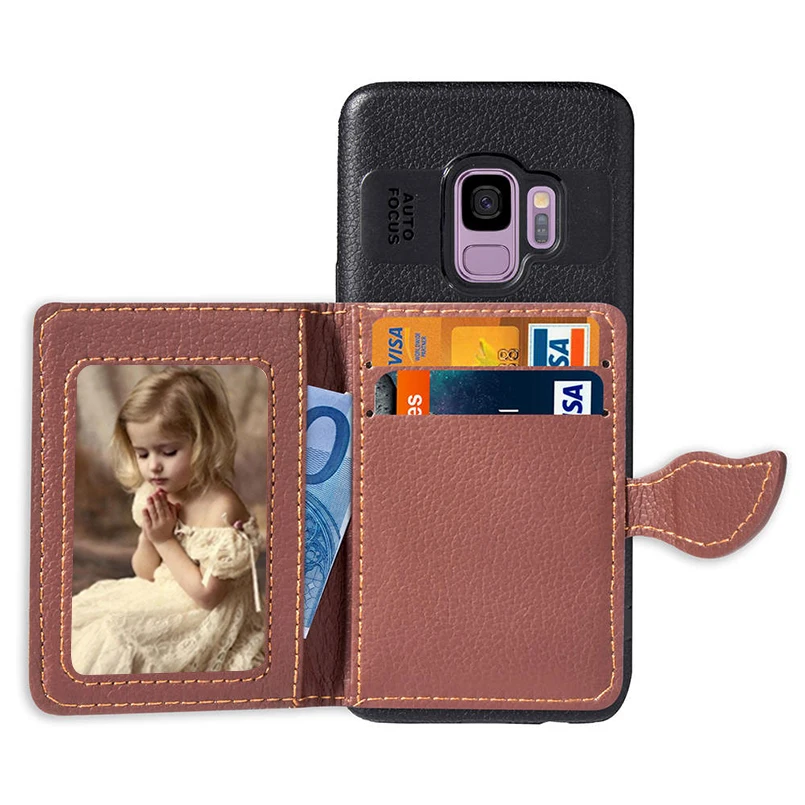 Flower Leather Wallet Flip Case Cover For Samsung Galaxy S10 S9 S8 Plus Plain Phone Back Note 8 9 Funda Coque |