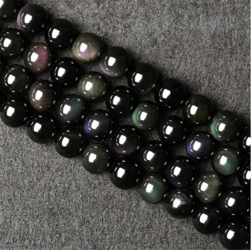 Natural Stone Genuine Black Obsidian Gem Beads For Jewelry Making 15&quot | Украшения и аксессуары