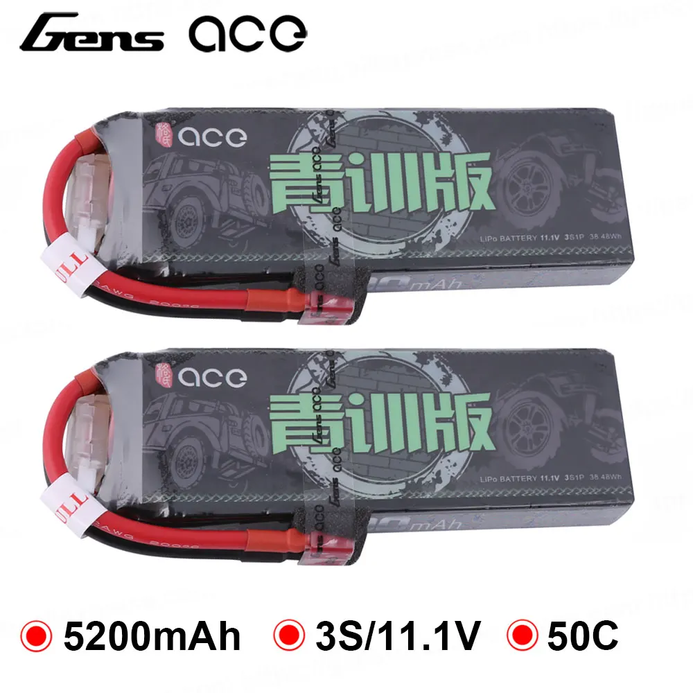 2 упаковки Gens ace 5200 мАч 11 1 В Lipo 3S батарейный блок 50C Deans Разъем XT60 для RTR 1/10 1/8 весы Heli